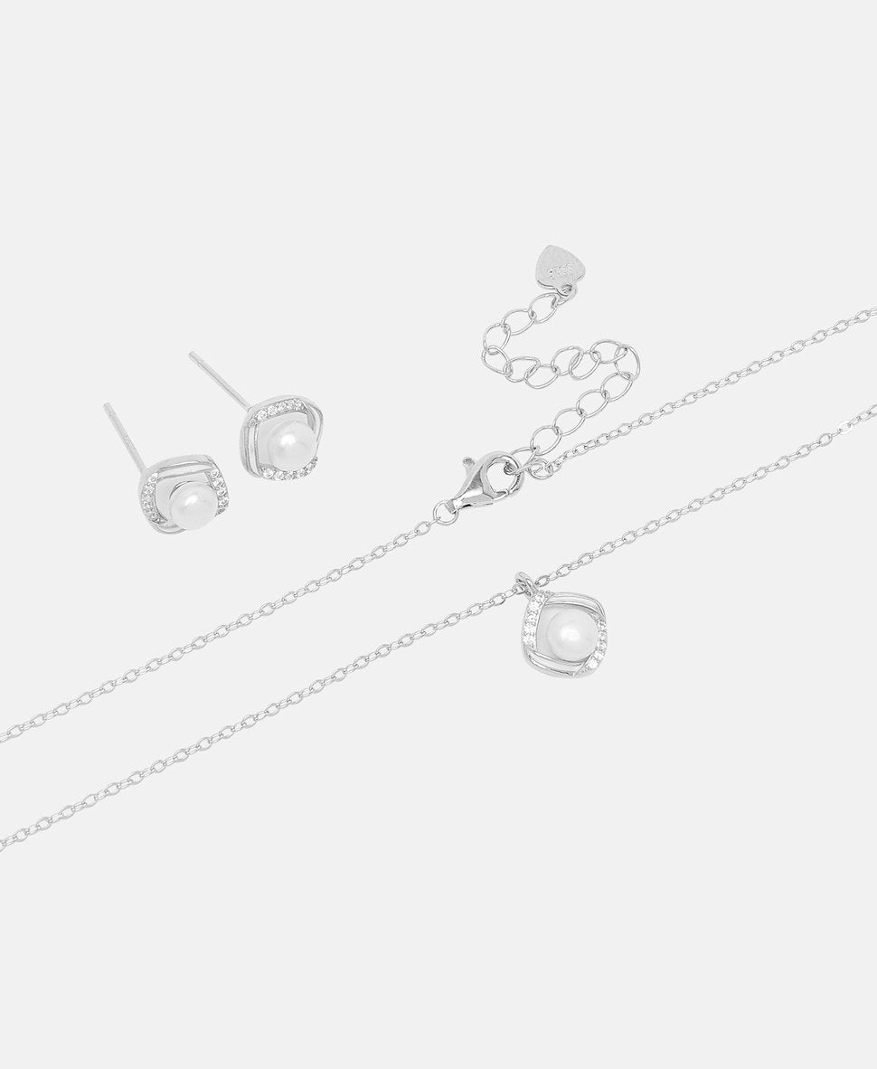 Lawrence Grey Jewelry sada náhrdelníku a náušnic Stříbrná 2