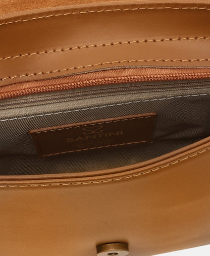 Santini Firenze Kožená messenger taška Camel 3