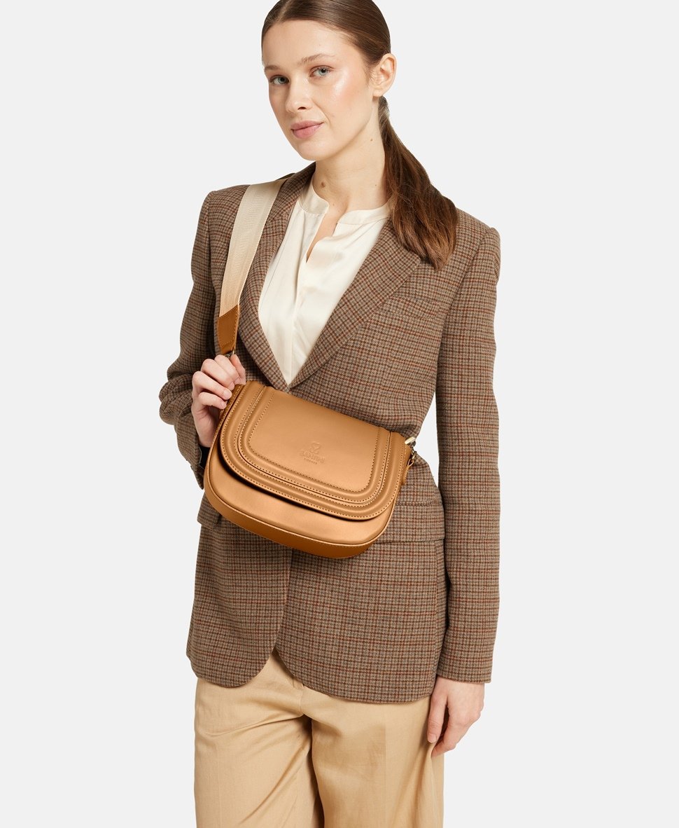 Santini Firenze Kožená messenger taška Camel 5