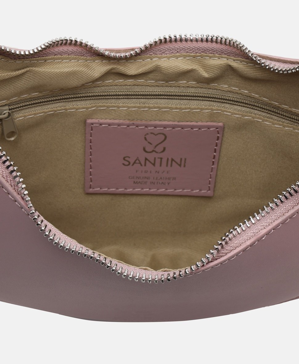Santini Firenze Kožená kabelka přes rameno Starorůžová 3
