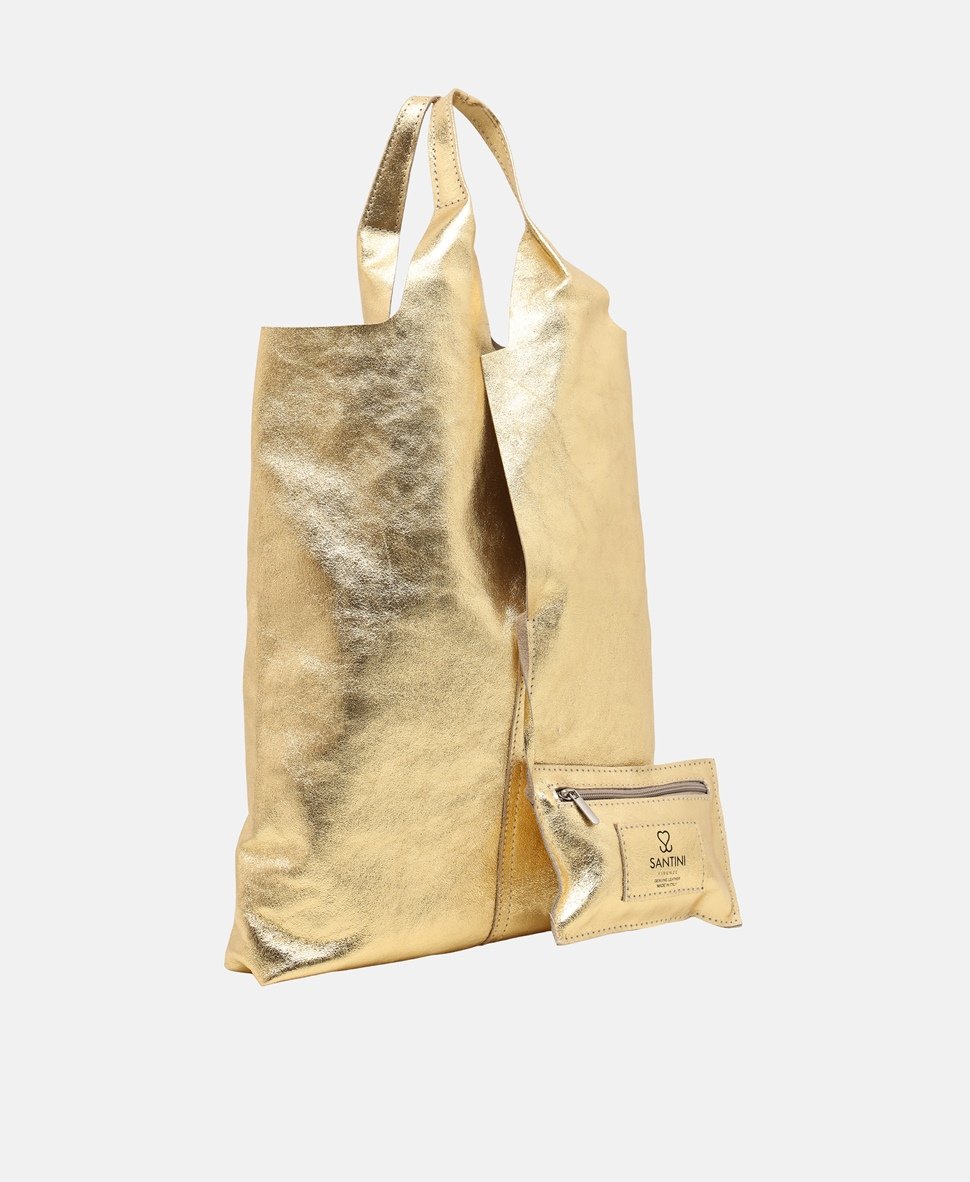 Santini Firenze kožená kabelka shopper Zlatá 2