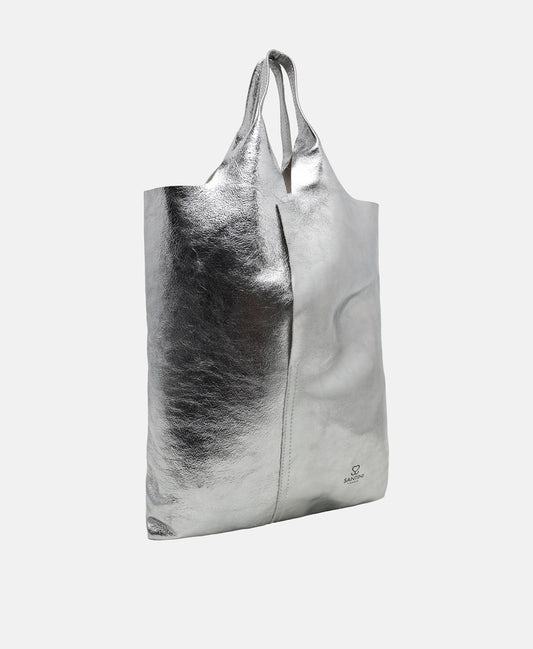 Santini Firenze kožená kabelka shopper Stříbrná 1