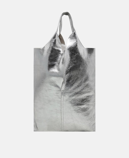 Santini Firenze kožená kabelka shopper Stříbrná 4