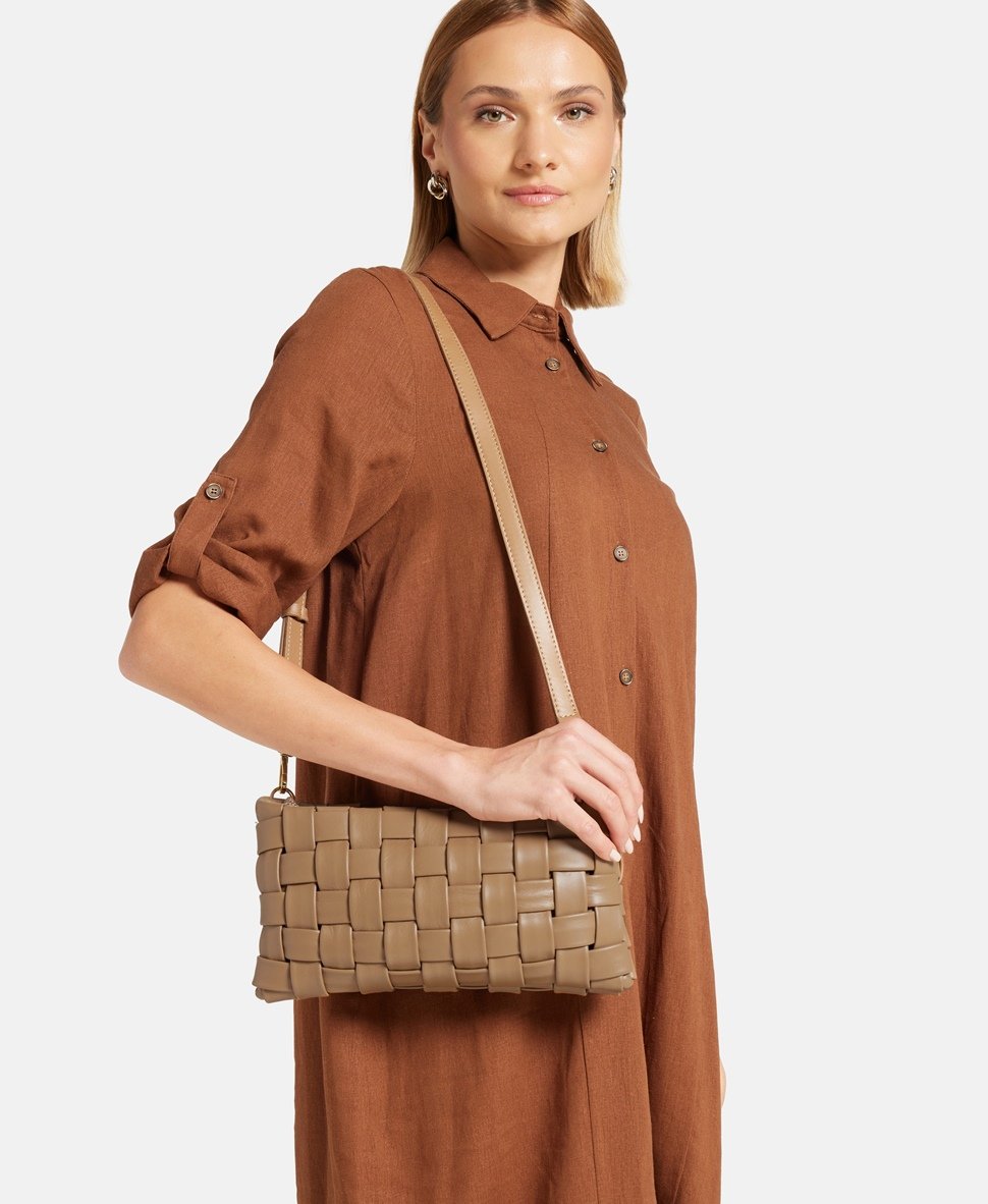 Santini Firenze Kožená messenger taška Taupe 5