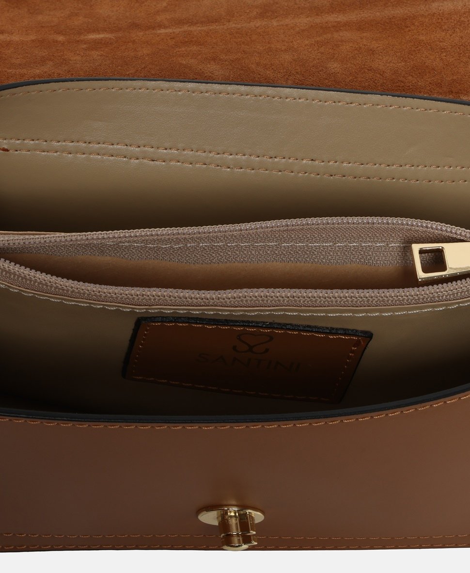 Santini Firenze Kožená messenger taška Camel 3