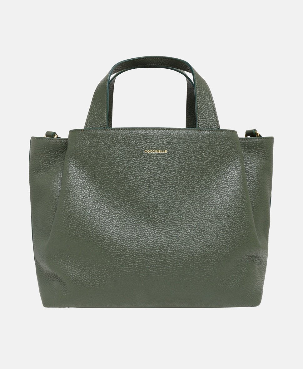 Coccinelle kožená kabelka tote Khaki 4