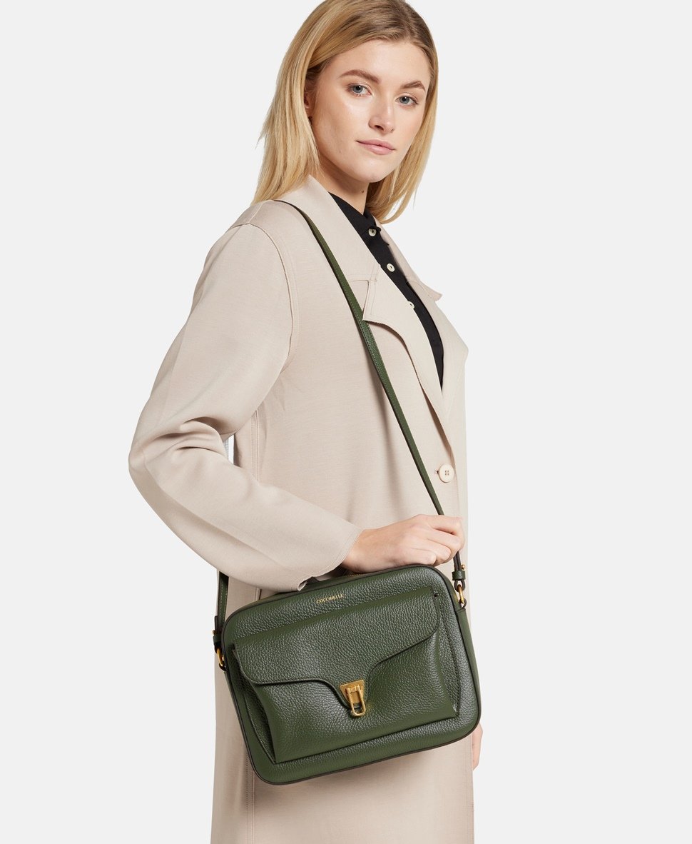 Coccinelle Kožená messenger taška Khaki 5