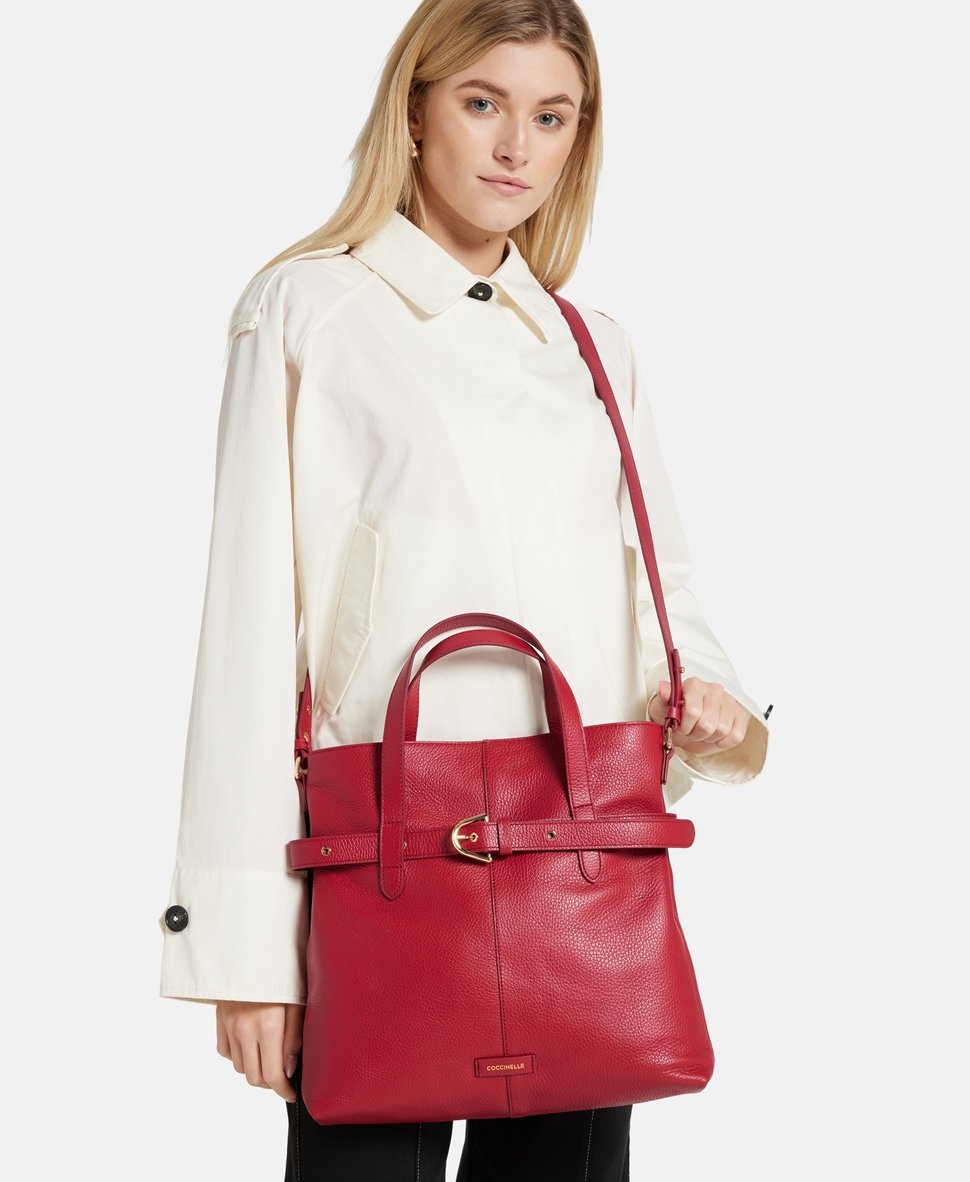 Coccinelle kožená kabelka shopper Bordó 5