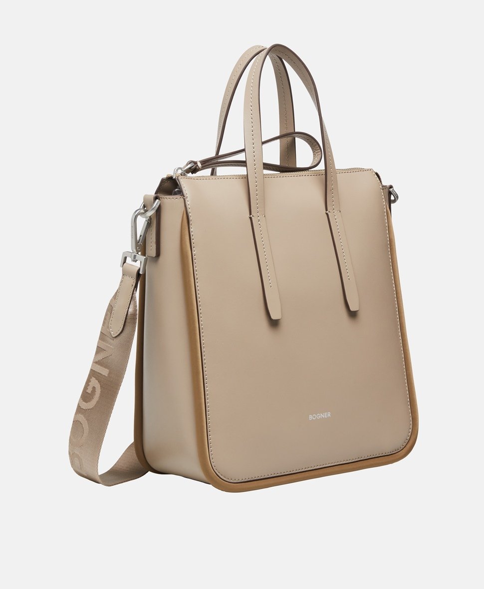 Bogner kožená kabelka tote Taupe 1