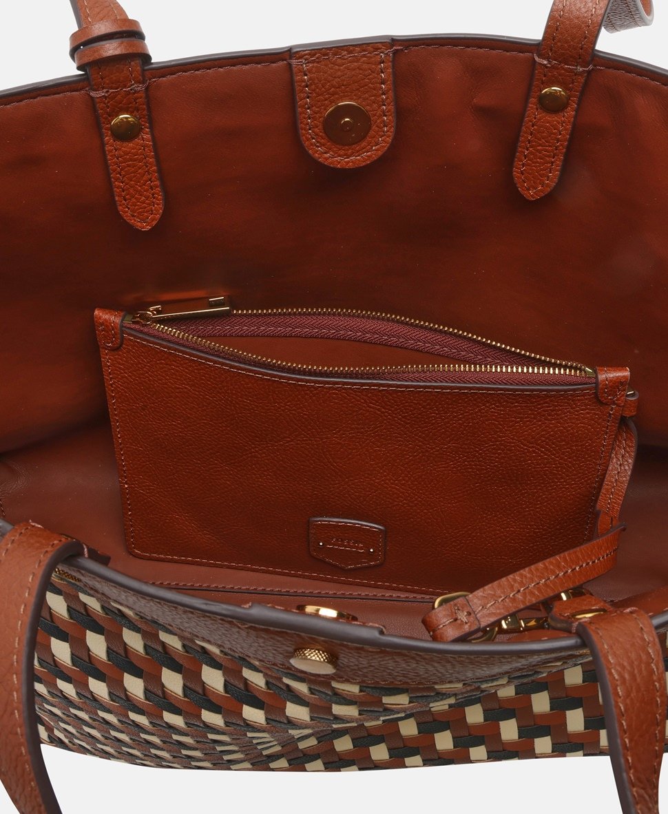 Fossil kožená kabelka tote Hnědá 3