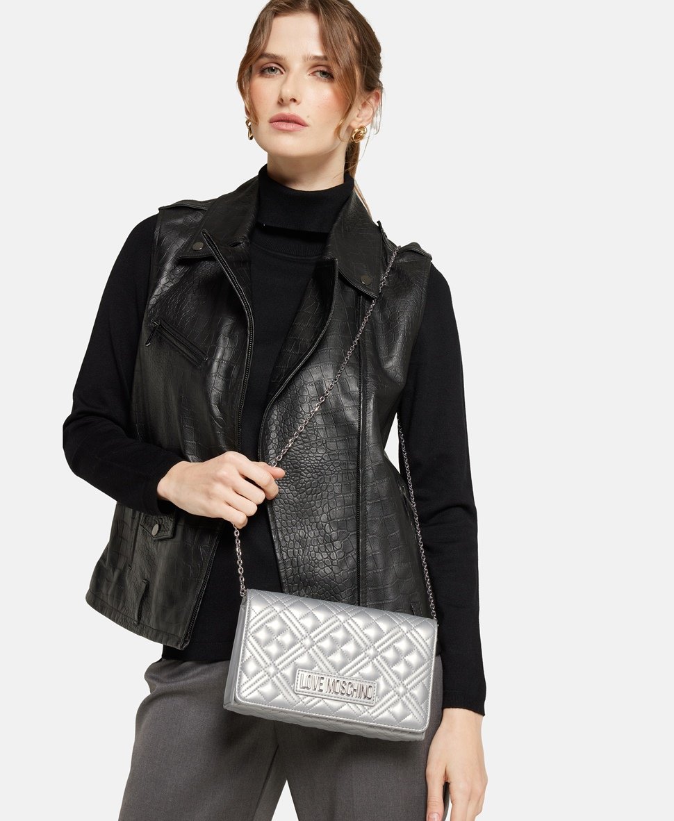 Love Moschino kabelka přes rameno Stříbrná 5