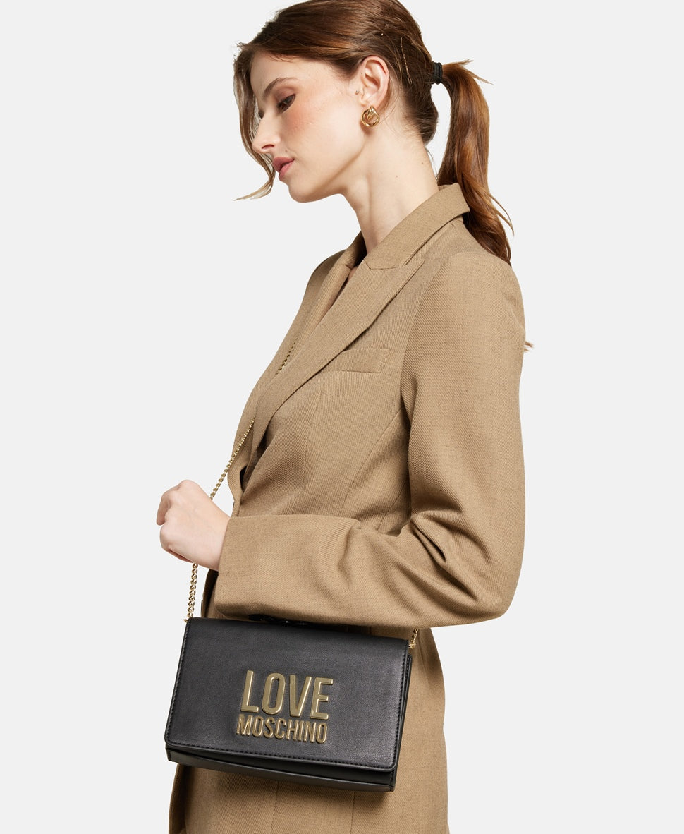 Love Moschino Kožená messenger taška Černá 5