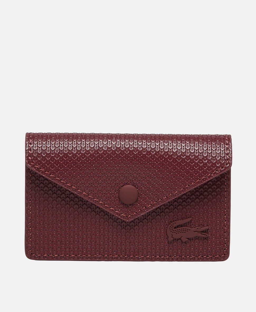 Lacoste kožené pouzdro na karty Bordó 1