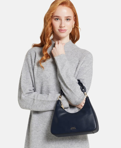 Tommy Hilfiger Kožená kabelka přes rameno Tmavě modrá 5