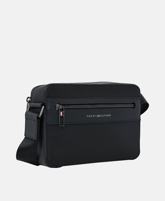 Tommy Hilfiger Kožená messenger taška Černá 1