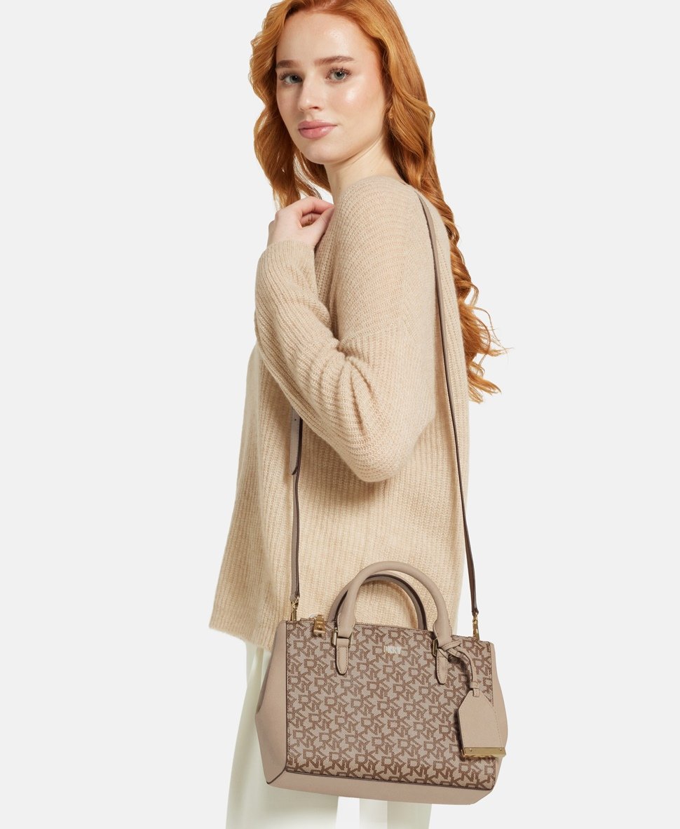 DKNY kožená kabelka Béžová 5