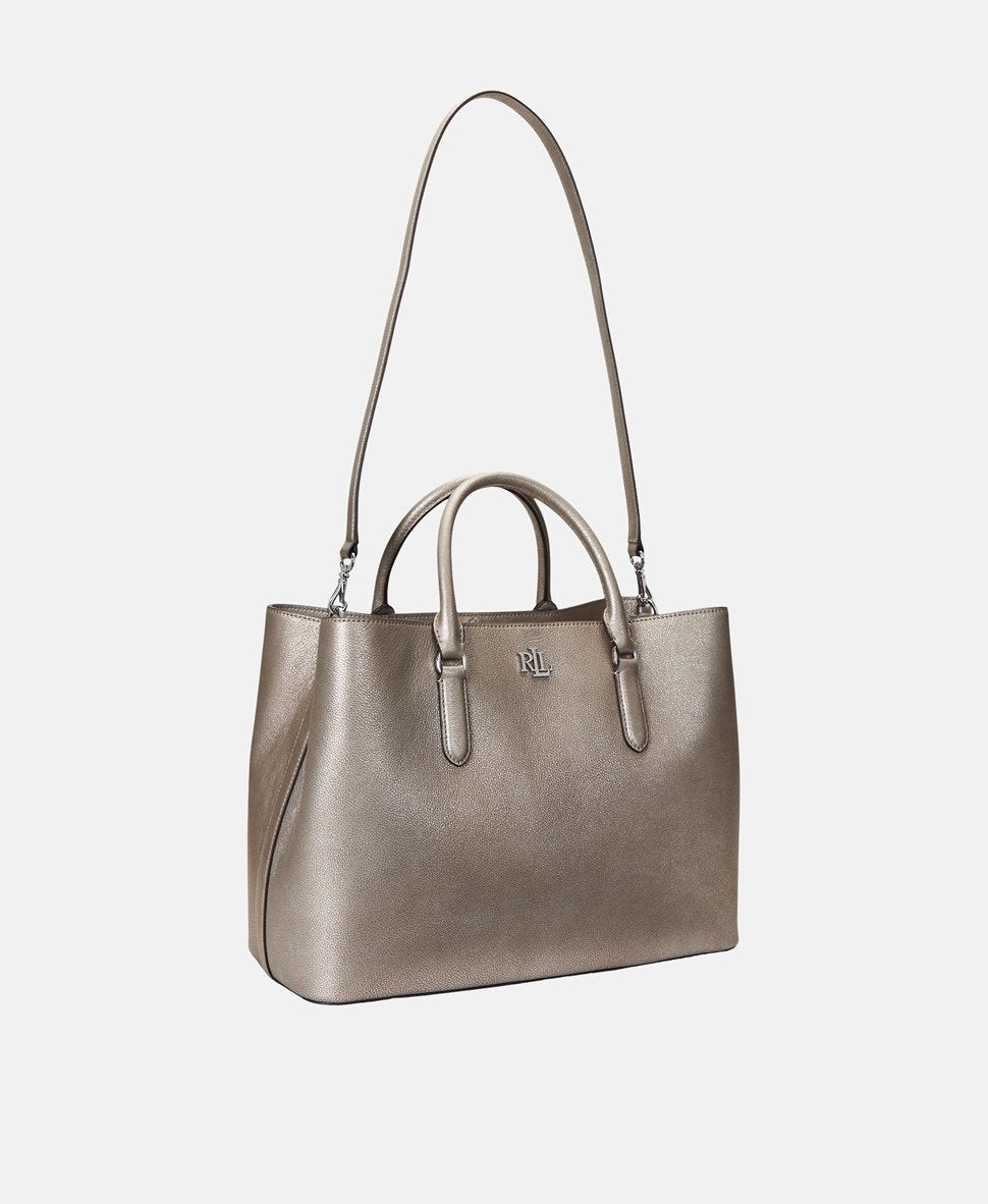 Lauren Ralph Lauren kožená kabelka Stříbrná 1