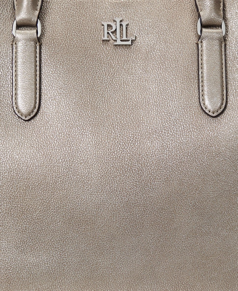Lauren Ralph Lauren kožená kabelka Stříbrná 2