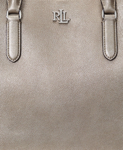 Lauren Ralph Lauren kožená kabelka Stříbrná 2