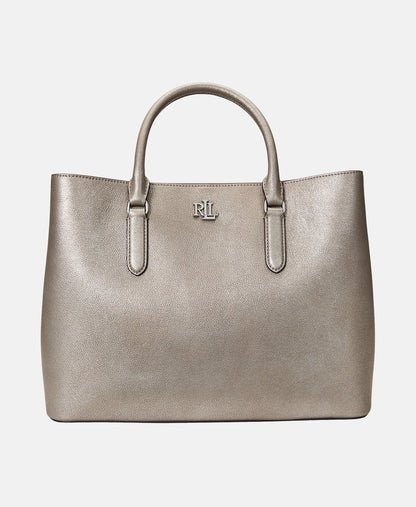 Lauren Ralph Lauren kožená kabelka Stříbrná 4