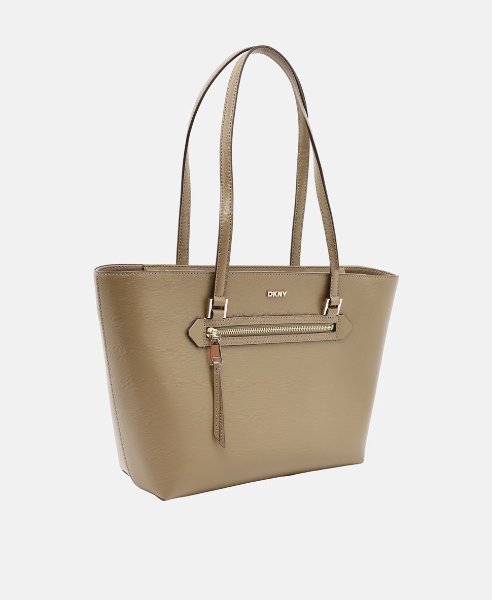 DKNY kožená kabelka shopper Taupe 1