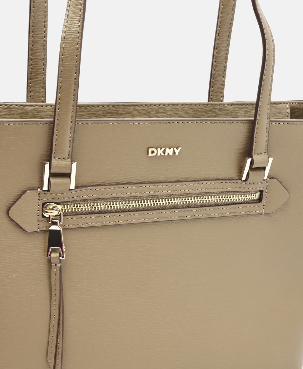 DKNY kožená kabelka shopper Taupe 2