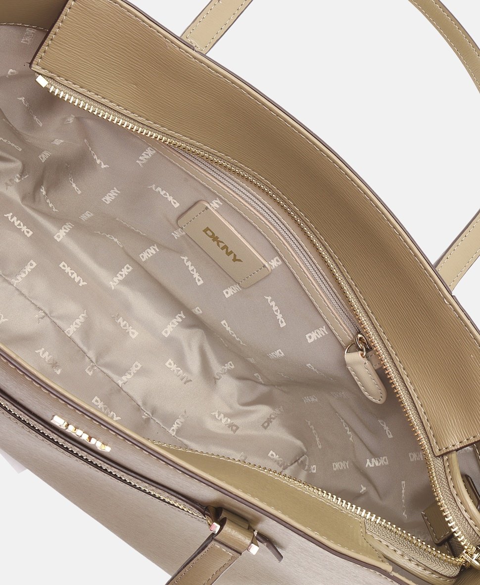 DKNY kožená kabelka shopper Taupe 3