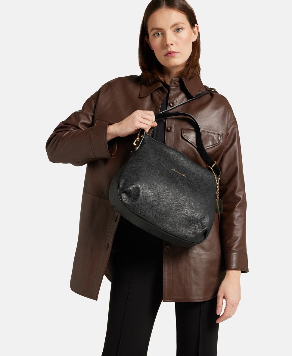 Anna Morellini kožená kabelka shopper Černá 5