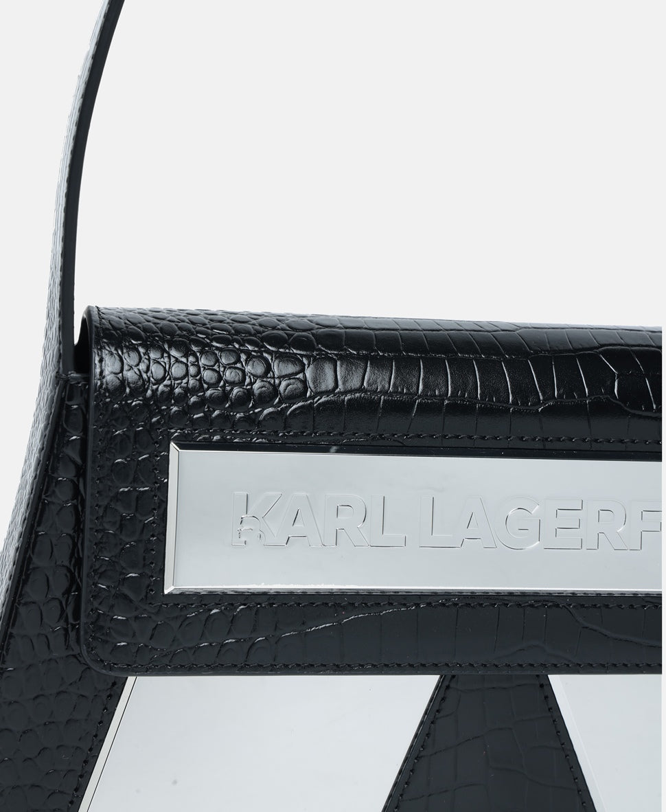 Karl Lagerfeld Kožená kabelka přes rameno Černá 2