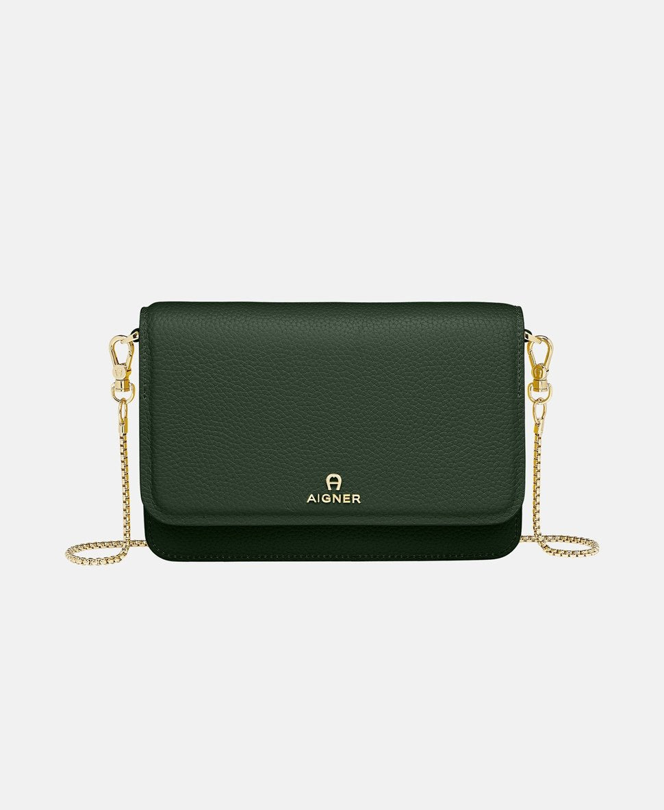 Aigner Kožená messenger taška Tmavě zelená 1