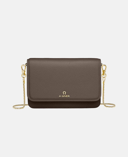 Aigner Kožená messenger taška Hnědá 1