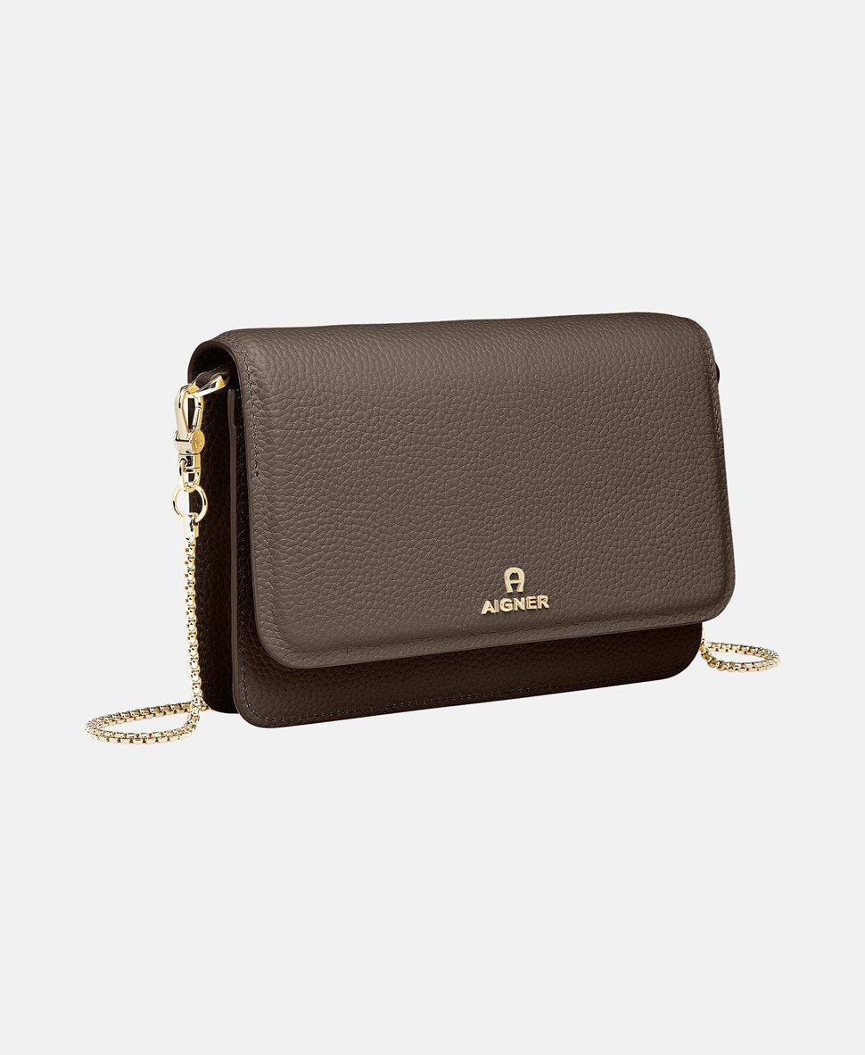 Aigner Kožená messenger taška Hnědá 3