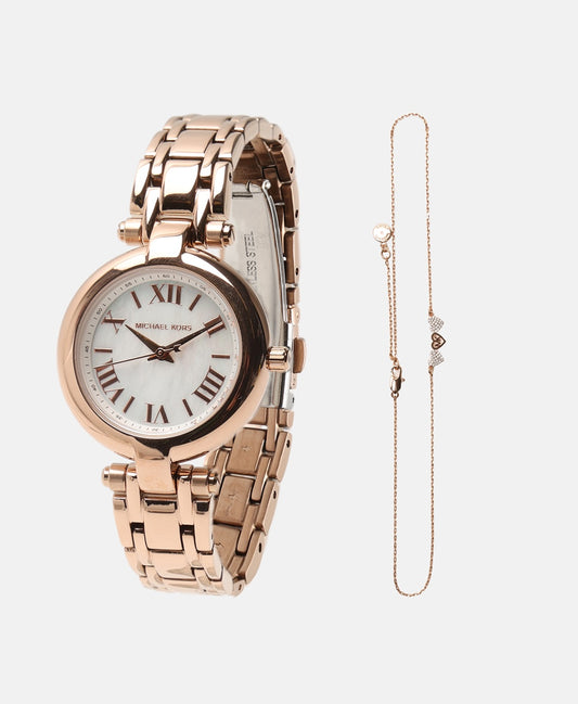 Michael Kors sada hodinek a náhrdelníku Růžově zlatá 1