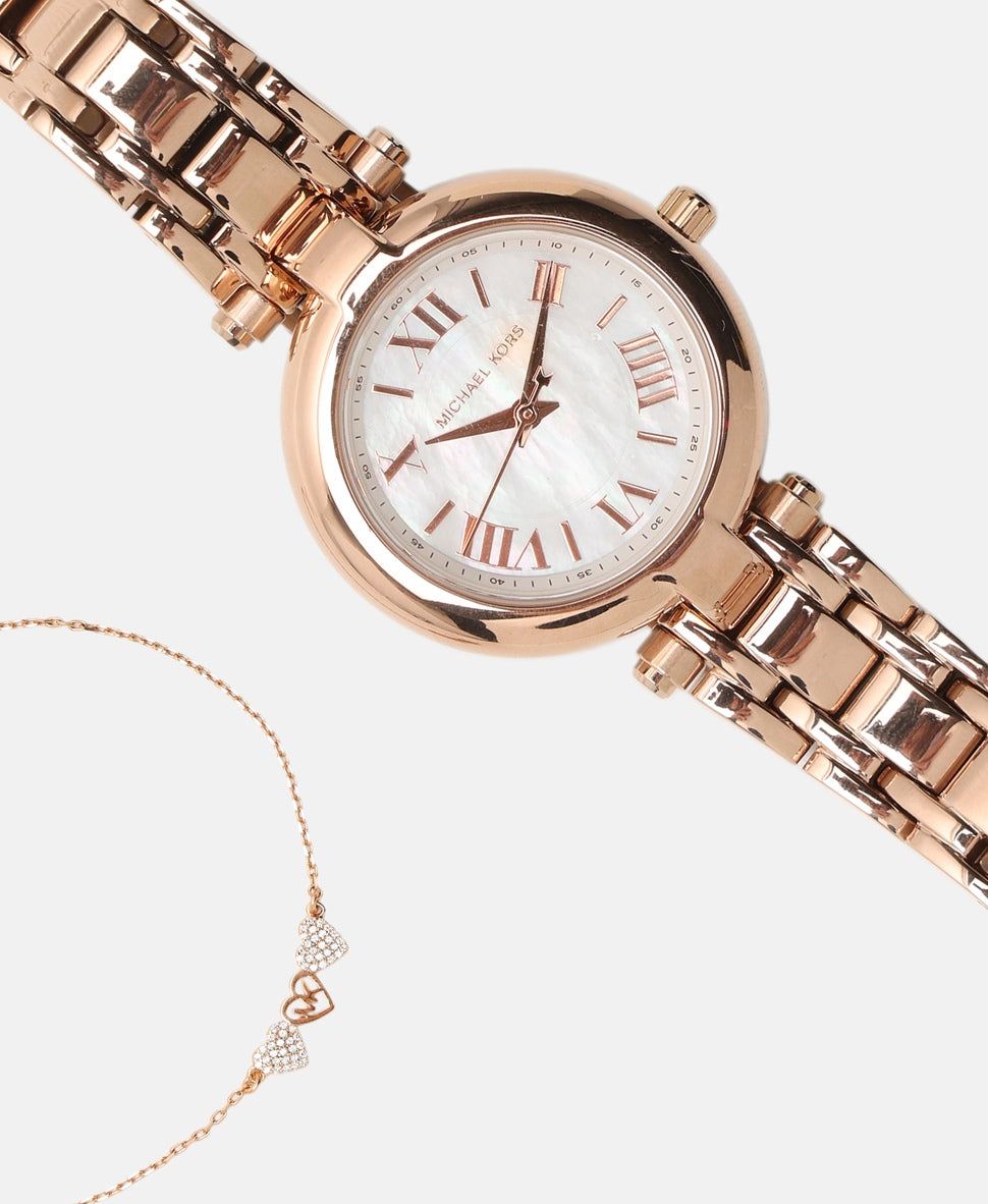 Michael Kors sada hodinek a náhrdelníku Růžově zlatá 2