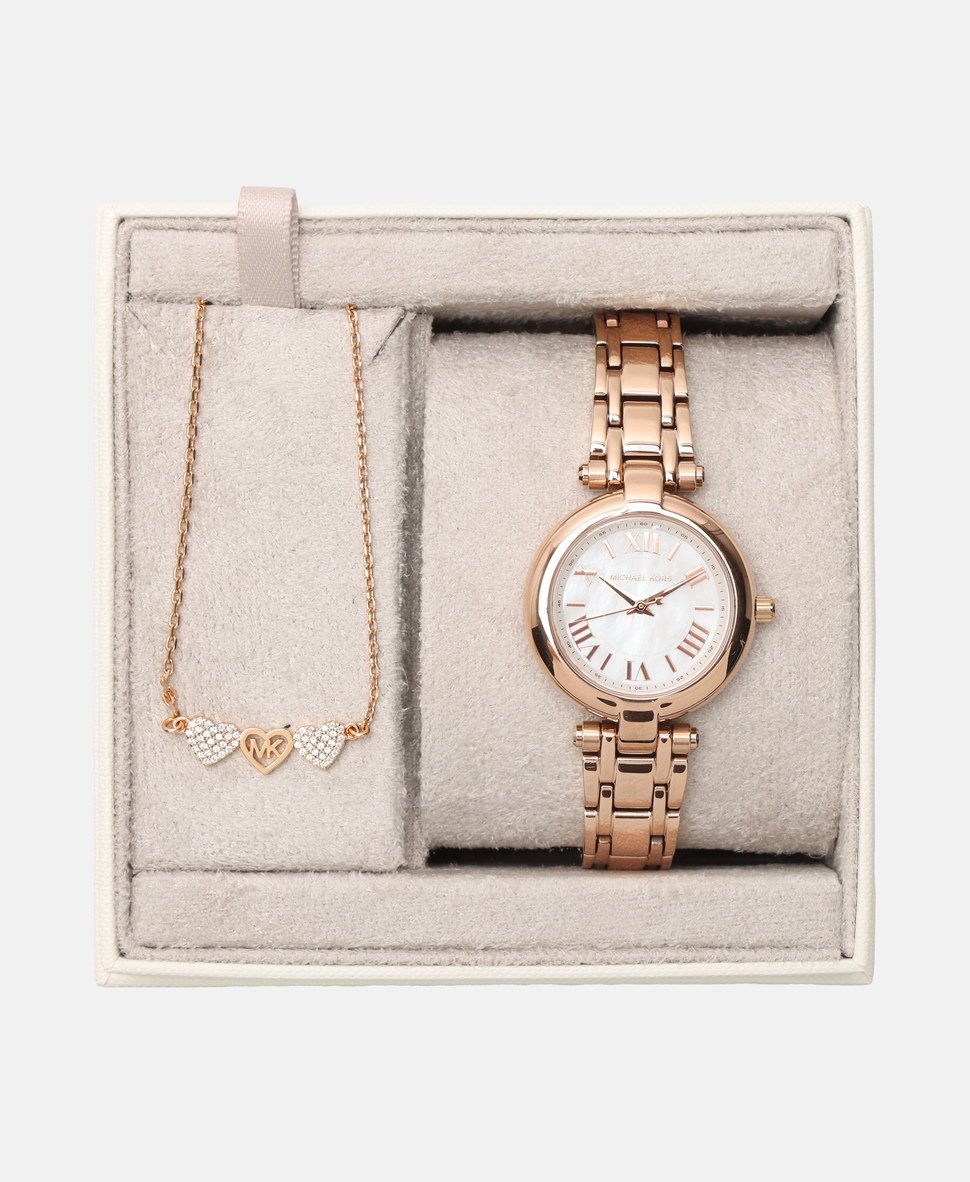 Michael Kors sada hodinek a náhrdelníku Růžově zlatá 4