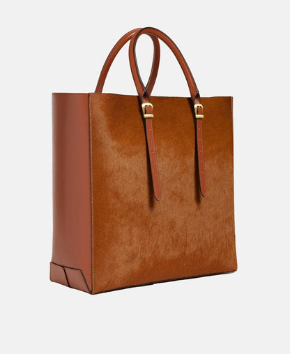 Guess kožená kabelka tote Hnědá 1