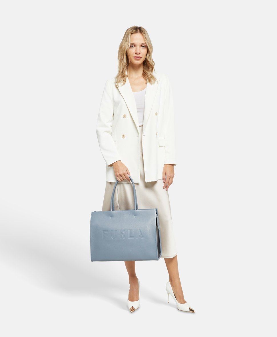 Furla kožená kabelka shopper Modrá 5