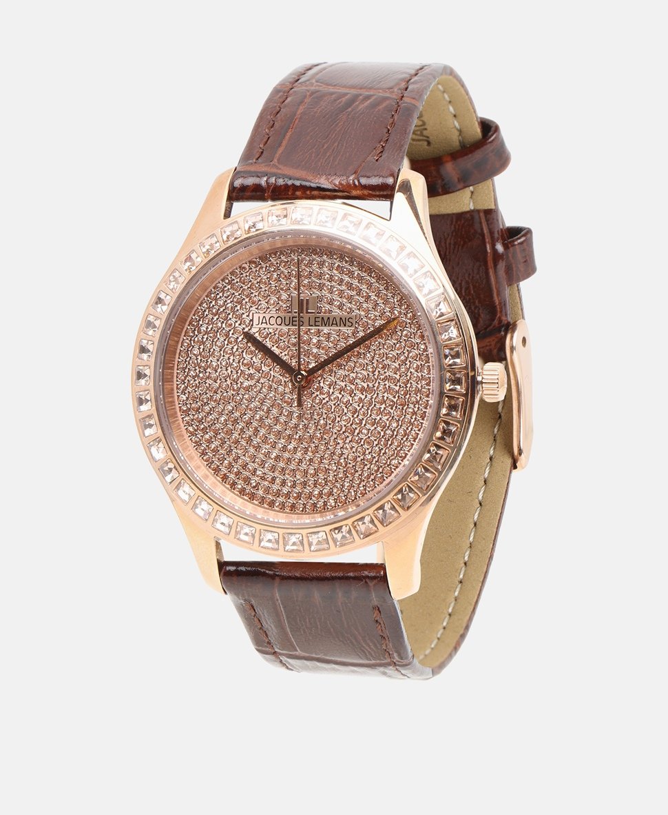 Jacques Lemans hodinky s diamanty Růžově zlatá 1