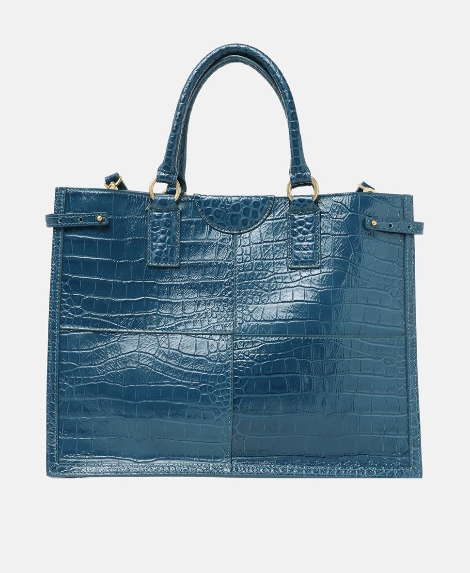 Guess kožená kabelka tote Tmavě modrá 4