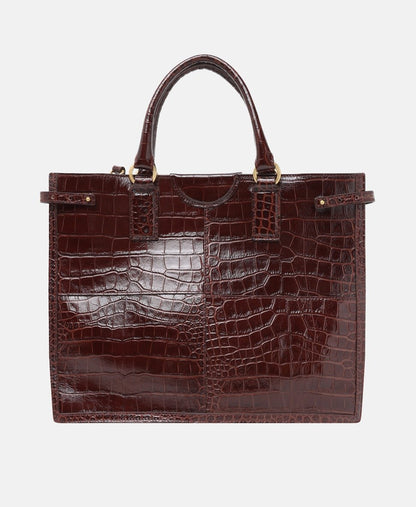 Guess kožená kabelka tote Tmavě hnědá 4