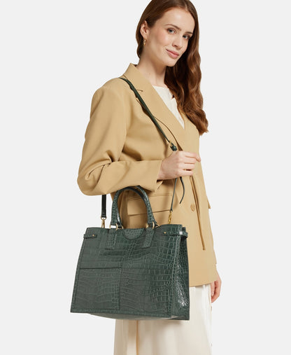 Guess kožená kabelka tote Zelená 5