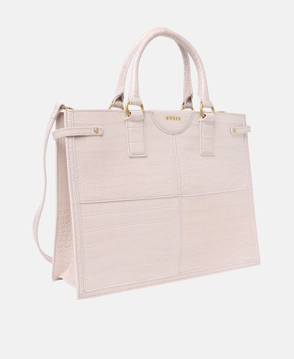 Guess kožená kabelka tote Ecru 1