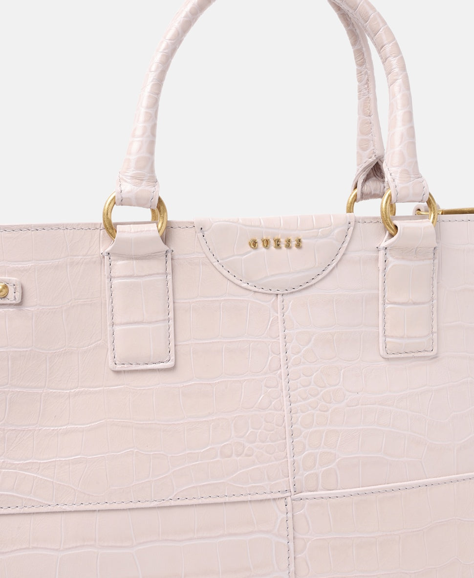 Guess kožená kabelka tote Ecru 2