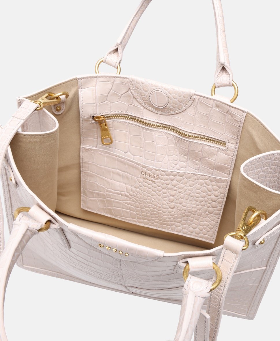 Guess kožená kabelka tote Ecru 3