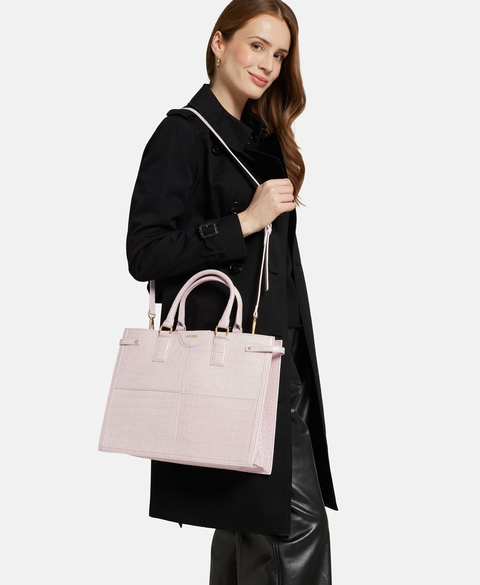 Guess kožená kabelka tote Ecru 5