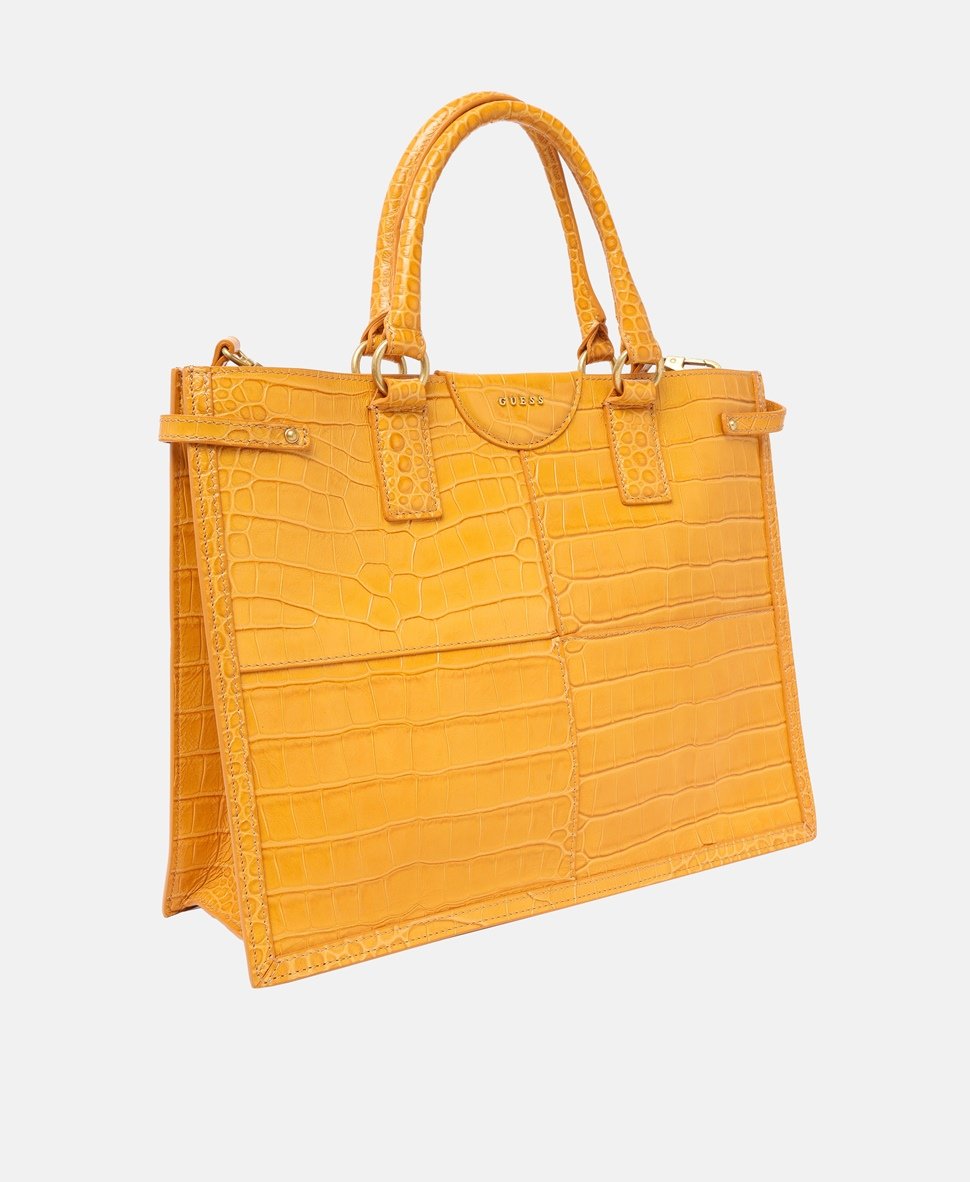 Guess kožená kabelka tote Žlutá 1