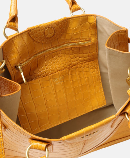 Guess kožená kabelka tote Žlutá 3