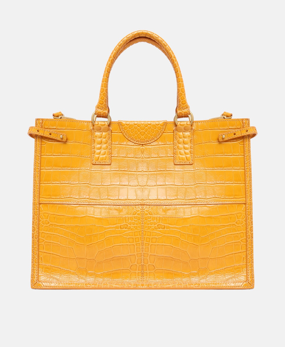 Guess kožená kabelka tote Žlutá 4