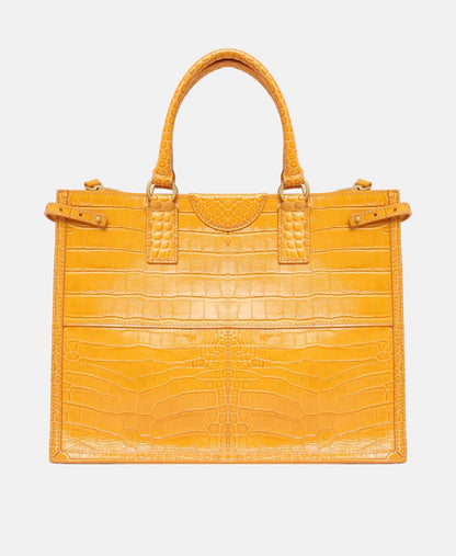 Guess kožená kabelka tote Žlutá 4
