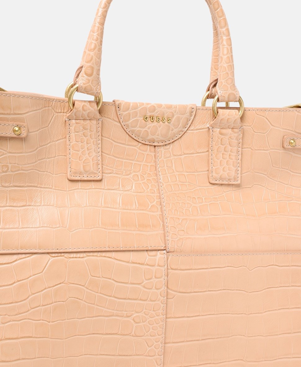 Guess kožená kabelka tote Béžová 2